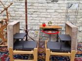 Vintažiniai mid century ąžuoliniai pufai-kopetėlės - nuotraukos Nr. 3