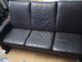 Trivietė odinė "begana"sofa