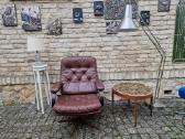 Vintažinis mid century odinis fotelis - nuotraukos Nr. 8
