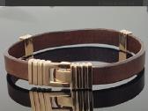 Vyriška auksinė apyrankė su oda - nuotraukos Nr. 9