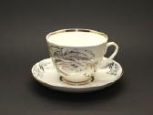 Arbatos porelė, rankom piešta, paauksuota, porceli
