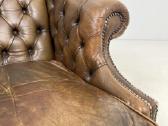 Chesterfield medinio rėmo fotelis ruda oda - nuotraukos Nr. 6