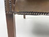 Chesterfield medinio rėmo fotelis ruda oda - nuotraukos Nr. 7