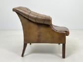 Chesterfield medinio rėmo fotelis ruda oda - nuotraukos Nr. 8