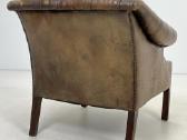 Chesterfield medinio rėmo fotelis ruda oda - nuotraukos Nr. 9