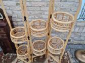 Vintažinė mid century ratango gėlių etažerė
