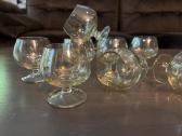 Gelsvo stiklo taurelės mid-century stiliaus 50ml