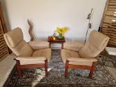 Vintažiniai mid century odiniai foteliai - nuotraukos Nr. 8