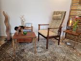 Vintažinis mid century raudonmedžio fotelis - nuotraukos Nr. 2