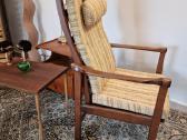 Vintažinis mid century raudonmedžio fotelis - nuotraukos Nr. 17