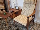 Vintažinis mid century raudonmedžio fotelis - nuotraukos Nr. 24