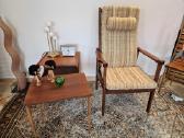 Vintažinis mid century raudonmedžio fotelis - nuotraukos Nr. 25