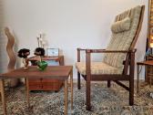 Vintažinis mid century raudonmedžio fotelis - nuotraukos Nr. 30
