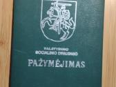 Valstybinio socialinio draudimo pažymėjimas Utena