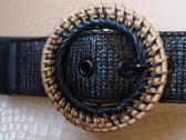 Asos juodas šiaudinis diržas su rotango sagtimi - nuotraukos Nr. 2