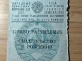 Gimimo pažymėjimas 1946 Butkiškė