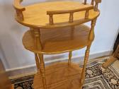 Vintažinė Mid Century ąžuolinė maža etažerė - nuotraukos Nr. 8