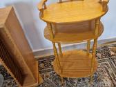 Vintažinė Mid Century ąžuolinė maža etažerė - nuotraukos Nr. 13