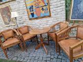 Vintažinės tikmedžio masyvo valgomojo odinės kėdės - nuotraukos Nr. 22