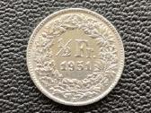 (109) 1/2 franko 1951m. Šveicarija sidabras