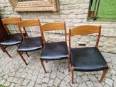 Vintažinės Mid Century tikmedžio/odos kėdės