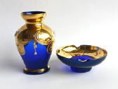 Murano vazelė ir lėkštutė kobaltas auksas Italija - nuotraukos Nr. 4