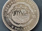Liberija 2000 5 dollars Discovery of America Laiva - nuotraukos Nr. 2