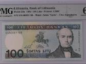 Lietuva 100 Litų (1994) s/n Saa0001160 Pmg 64