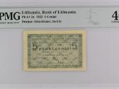 Lietuva 5 Centai (1922-09-10) Pick #2a Pmg 40 Kain