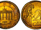 Vokietija 2002 20 centų sertifikuota Pcgs Ms64