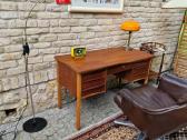 Vintažinis mid century tikmedžio rašomojo stalas - nuotraukos Nr. 17