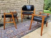 Vintažinis mid century odinis krėslas ir pufai - nuotraukos Nr. 5