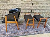 Vintažinis mid century odinis krėslas ir pufai - nuotraukos Nr. 8