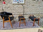 Vintažinis mid century odinis krėslas ir pufai - nuotraukos Nr. 12