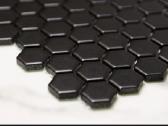 Juodos keraminės mozaika plytelės Hexagon Black
