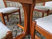 Vintažinis mid century valgomojo stalas su kėdėm - nuotraukos Nr. 2
