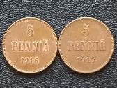 (636) 5 pennia 1916,1917m. Suomija