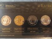 2 eurų rinkinys, padengtos tauriaisiais metalais