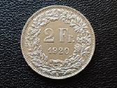 (612) 2 frankai 1920. Šveicarija sidabras
