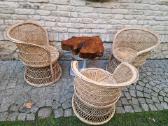 Vintažiniai rankų darbo skelto bambuko krėslai