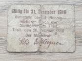 1919 metų 1 pfennig Tilžė - nuotraukos Nr. 2