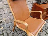 Vintažinis mid century autorinis odinis fotelis - nuotraukos Nr. 3