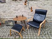 Vintažinis mid century autorinis odinis fotelis - nuotraukos Nr. 9