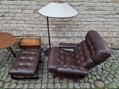 Vintažinis mid century odinis poilsio fotelis - nuotraukos Nr. 3