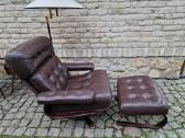 Vintažinis mid century odinis poilsio fotelis - nuotraukos Nr. 5