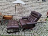 Vintažinis mid century odinis poilsio fotelis - nuotraukos Nr. 6