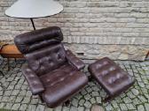 Vintažinis mid century odinis poilsio fotelis - nuotraukos Nr. 7