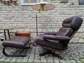 Vintažinis mid century odinis poilsio fotelis - nuotraukos Nr. 9