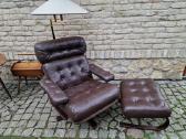 Vintažinis mid century odinis poilsio fotelis - nuotraukos Nr. 10