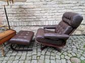 Vintažinis mid century odinis poilsio fotelis - nuotraukos Nr. 21